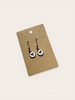 Hand Crafted White and Gold Heart Drop Earrings